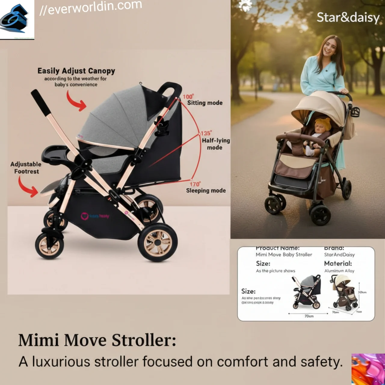 Mimi Move Stroller luxury baby stroller side view