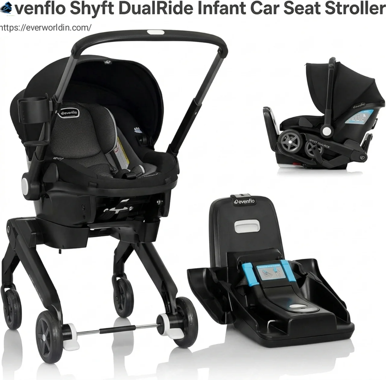 Evenflo Shyft DualRide Infant Car Seat Stroller in stroller mode outdoors