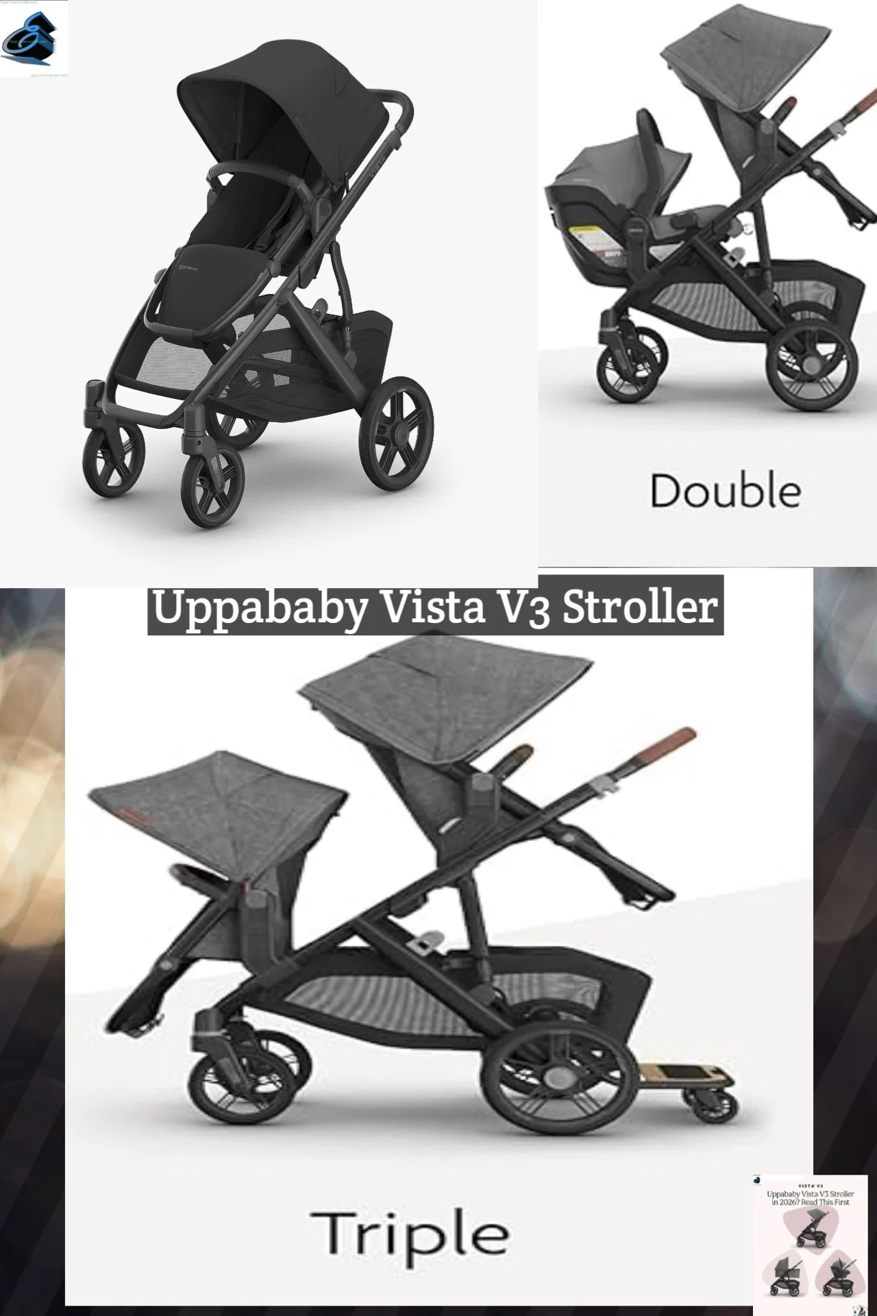 UPPAbaby Vista V3 stroller in single mode with toddler seat attached